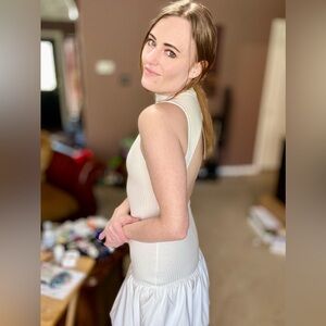 Zara Cream Pleated Sheath Dress